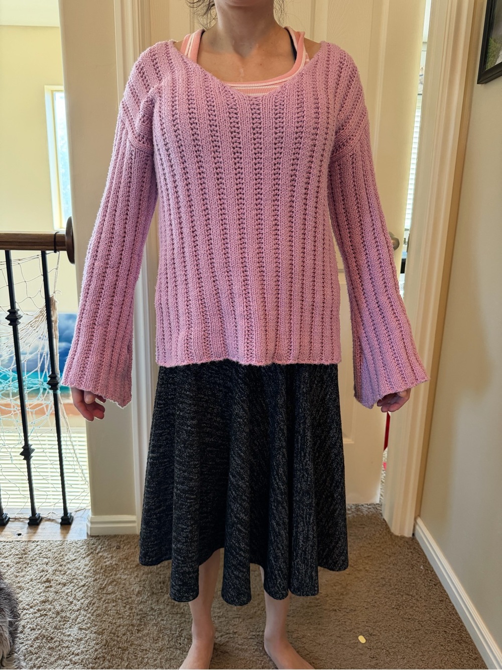 Forever 21 Lavender Open-Stitch Knit Sweater